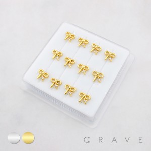 DAINTY COQUETTE BOW PIERCING 316L SURGICAL STEEL L-SHAPE NOSE BOX